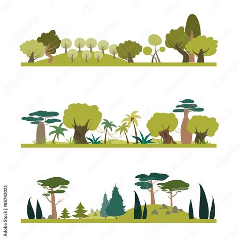 Set Of Different Trees Species Stock Vector Adobe Stock