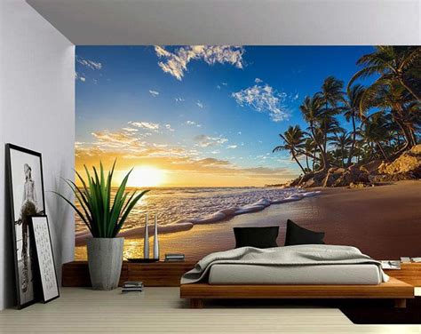 Palm Beach At Sunset Large Wall Mural Self Adhesive Vinyl Wallpaper