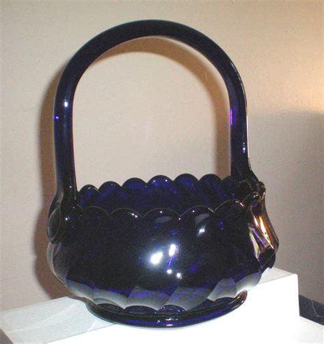 Vintage 1970s Indiana Glass Cobalt Blue Tiara Basket Db David Bales
