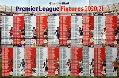 Find premier league 2020/2021 fixtures, tomorrow's matches and all of the current season's premier league 2020/2021 schedule. Football Cartophilic Info Exchange: The Mail on Sunday ...