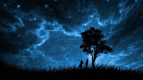 Couple Under Magical Sky Hd Wallpaper Background Image 1920x1080