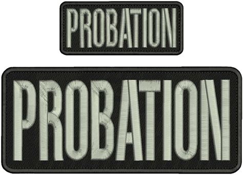 probation embroidery patch 4x10 and 2x5 inches hook backing etsy