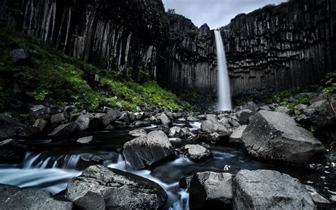 Download Wallpapers Svartifoss Iceland Black Falls Black Waterfall
