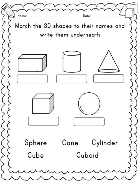 3d Shapes Worksheet For Class 1