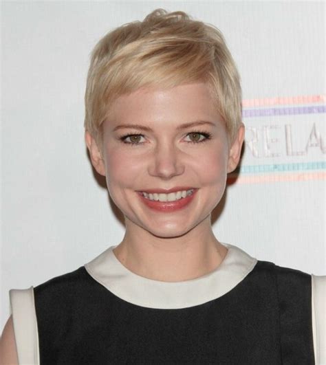 Michelle Williams With Her Light Blonde Hair In A Pixie Cut