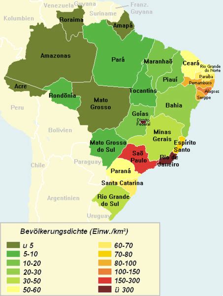 Bevölkerungsdichte von Brasilien Weltatlas
