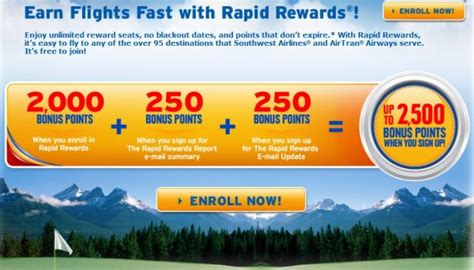 Southwest Rapid Rewards Promotion Get 2500 Points For Signing Up