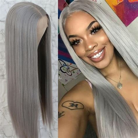 Silver Grey Ombre Human Hair Wig Silver Grey Human Hair Lace Wig