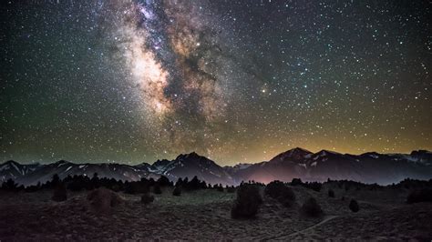 Galaxy Night Starry Sky Mountains 4k Starry Sky Night Galaxy