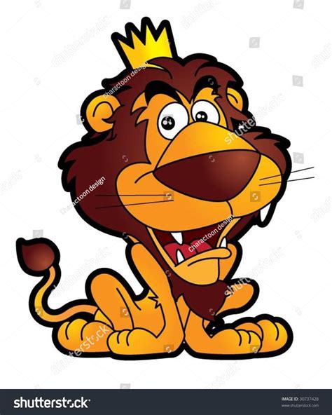 Happy Lion King Cartoon Stock Vector Illustration 30737428