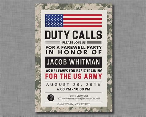 Military Invitation Going Away Deployment Retirement Etsy