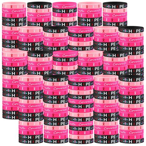 Breast Cancer Awareness Bracelets Silicone Pink Ribbon Wristband Breast Cancer Bracelets Hope