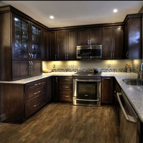 Shop kitchen cabinetry and a variety of kitchen products online at lowes.com. Cherry cabinets with a mocha finish, Kashmir White granite ...