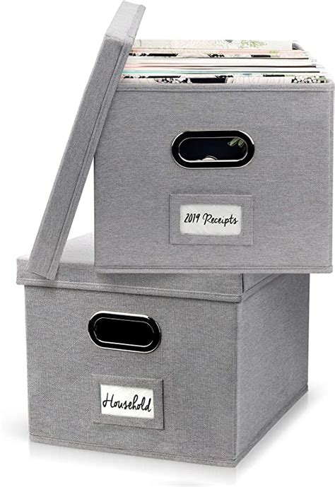 Beautiful File Box Organizer Set Of 2 Collapsible Linen