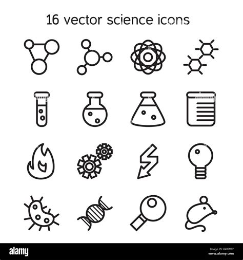 Science Set Icons Laboratory Biology Symbols Vector Stock Vector Art