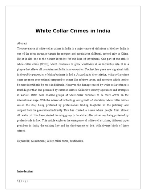 White Collar Crimes Pdf Crimes Crime And Violence