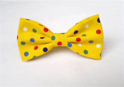 Mens Polka Dot Bow Tie Yellow Dotted Bowtie Colorful