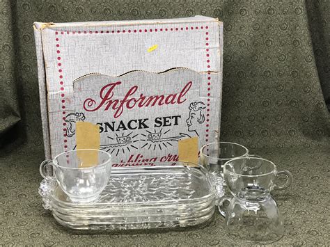 Snack Set Snack Trays Base Shop Sparkling Crystal Vintage Glassware