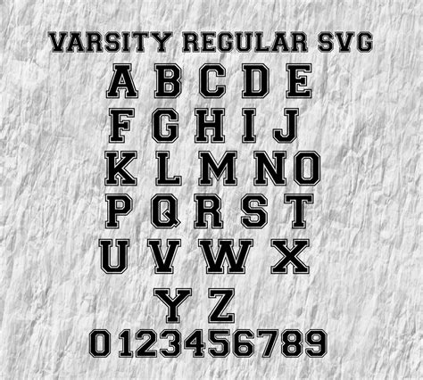 Varsity Regular Font Svg Sports Font Svg Alphabet Varsity Etsy