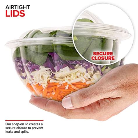 Stock Your Home 32oz Clear Plastic Salad Bowls With Lids Disposable 50