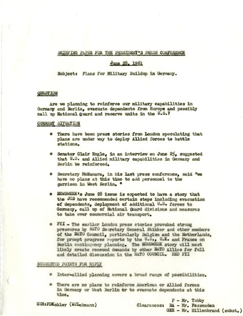 How to write a policy briefing paper. 6-28-61 Briefing Paper | JFK Library