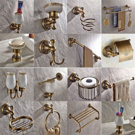 antique brass carved bathroom accessories set bath hardware towel bar