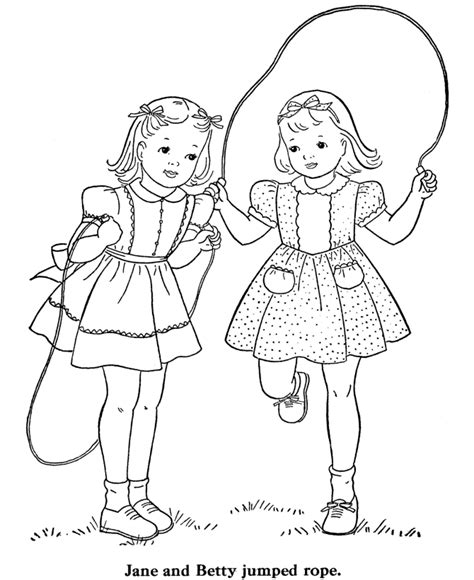 2 Girls Playing Colouring Pages