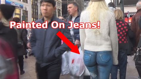 This Woman Walks Around NYC With Painted On Jeans Sun Gazing