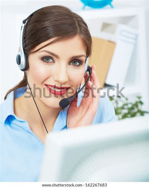 Portrait Woman Customer Service Worker Call Stock Photo 162267683