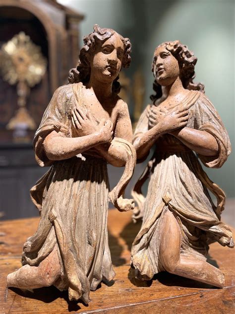 Proantic Pair Of Altar Angels 17th Century