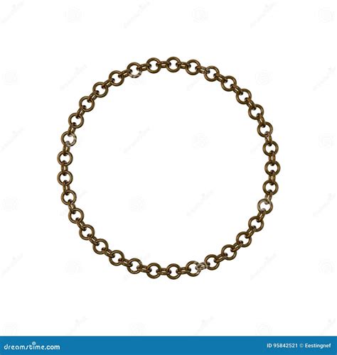 Bronze Chain Isolated On White Background Circle Frame Stock Illustration Illustration Of