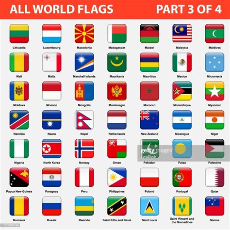 All World Flags In Alphabetical Order Part 3 Of 4 High Res Vector