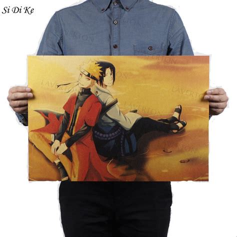 Si Di Ke Naruto Retro Kraft Paper Painting Vintage Cartoon Anime Naruto