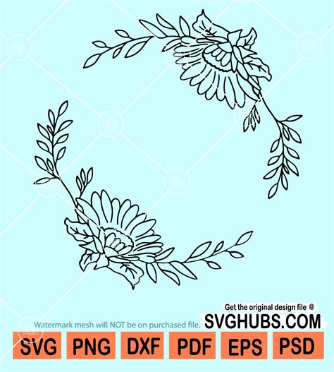 Peonies Svg Svg Files For Cricut Wedding Border Svg Floral Wreath Svg