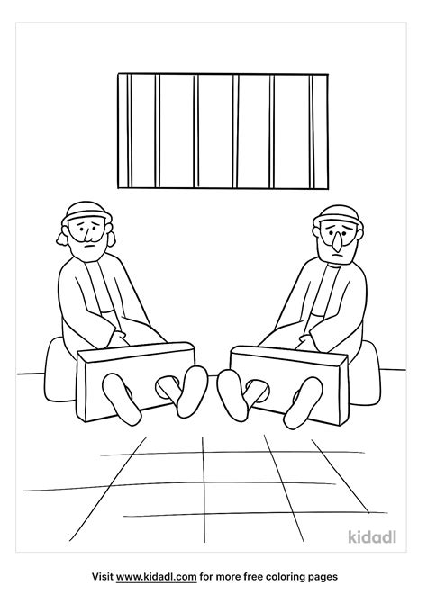 Free Paul And Silas In Jail Coloring Page | Coloring Page Printables