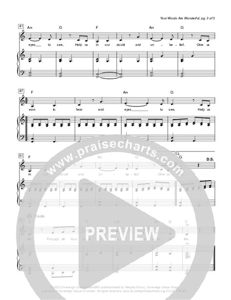 Your Words Are Wonderful Psalm Melody Sheet Music Pdf Sovereign Grace Praisecharts