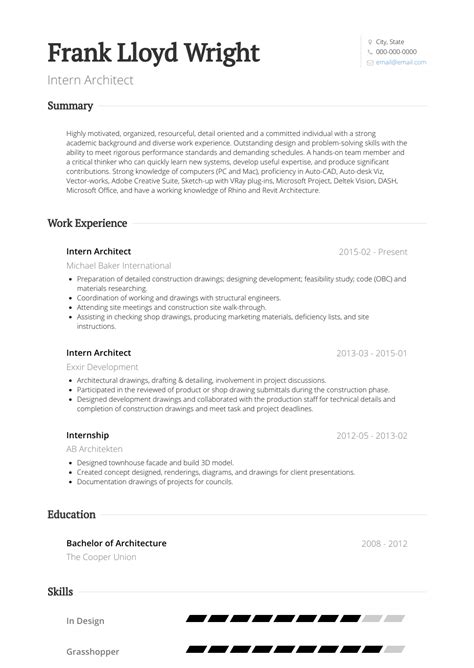 Architectural Intern Resume Samples And Templates Visualcv