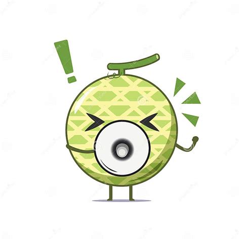 cute melon character using megaphone isolated on white background melon character emoticon