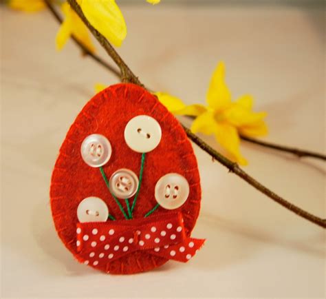 Felt Easter Egg Ornament With Button Flower Easter Spring Etsy