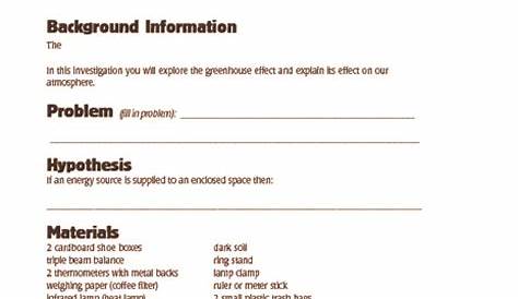 Investigation: Greenhouse Effect Worksheet for 6th - 8th Grade | Lesson