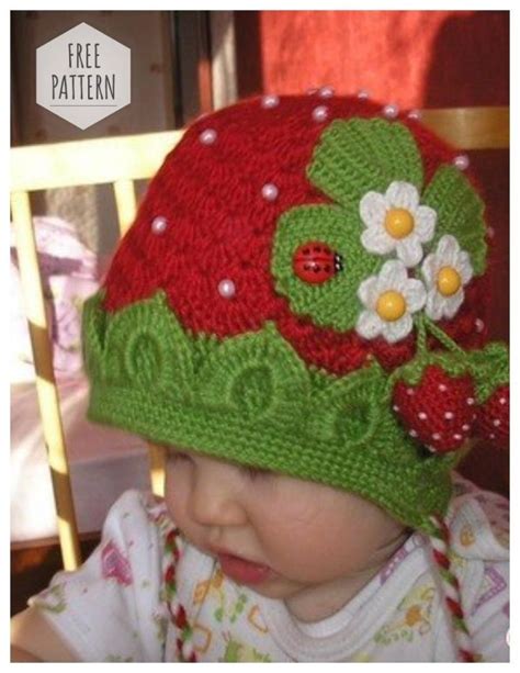 DELICIOUS STRAWBERRY HAT BABY CROCHET | Crochet baby, Baby hats, Crochet