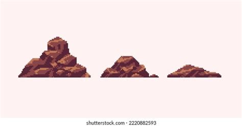 Mountain Wasteland Pixel Art Set Desert Stock Vector Royalty Free