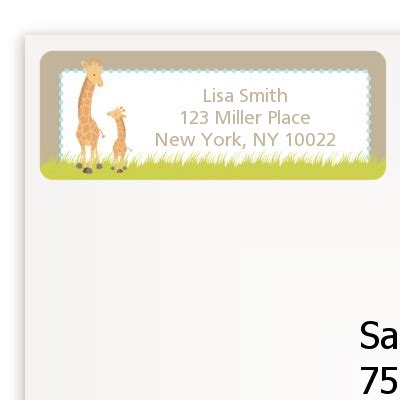 Giraffe Baby Shower Return Address Labels Baby Shower Return Address