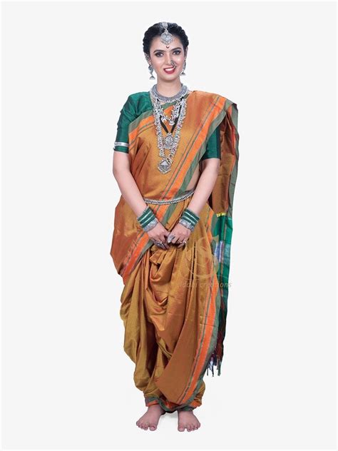 Traditional Wear Printed Brahmani Nauvari Saree Khan Without Blouse