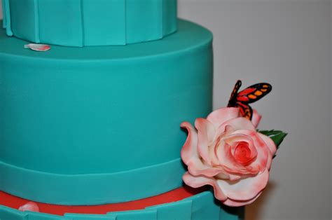 Turquoisecoral Wedding Cake