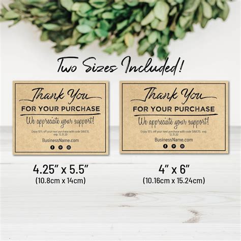 Editable Thank You For Your Purchase Order Insert Cards With Etsy