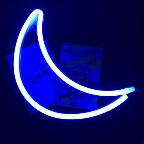 Blue Neon Moon Tapestry Girls Neon Lights For Rooms Blue Neon Lights