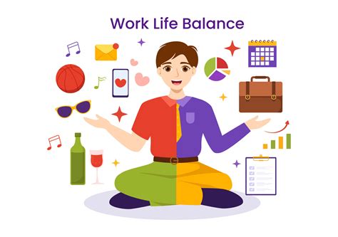 Work Life Balance Vector Illustration of Person Balancing with Job and