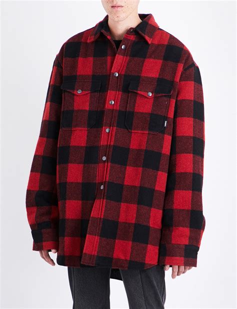 Vetements Checked Oversized Flannel Shirt In Red For Men Lyst Uk