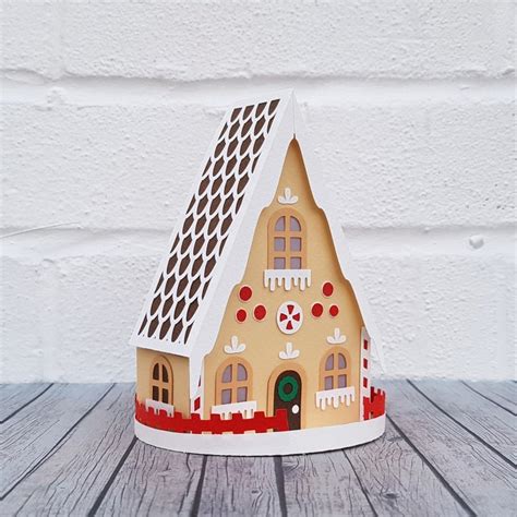 3d Gingerbread House Diy Papercutting Template Paper Craft Etsy